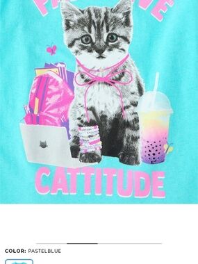 The Children's Place Pastel Blue 'Cattitude' Kitten Graphic Tee